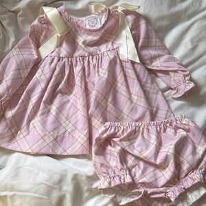 Cecil and Lou Pink Plaid Dress with Cream Ribbon Ties, worn once! EUC. 2T.